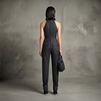 Women's Black Leather Jumpsuit