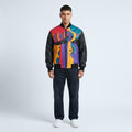 Men’s Artistic Plush Leather Jacket – Picasso-Inspired Statement Edition