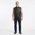 Herren Motorradweste aus echtem schwarzem Leder – Harley Davidson-Biker Club Cut