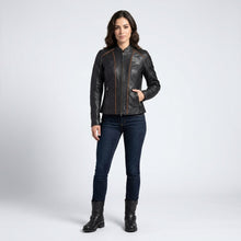 Laden Sie das Bild in den Galerie-Viewer, Women’s Epoch Leder Motorradjacke – Harley Davidson Schwarze Bikerjacke
