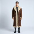 Kolby Brown Suede Shearling Long Coat – Premium Winter Overcoat