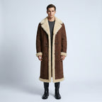 Kolby Brown Suede Shearling Long Coat – Premium Winter Overcoat