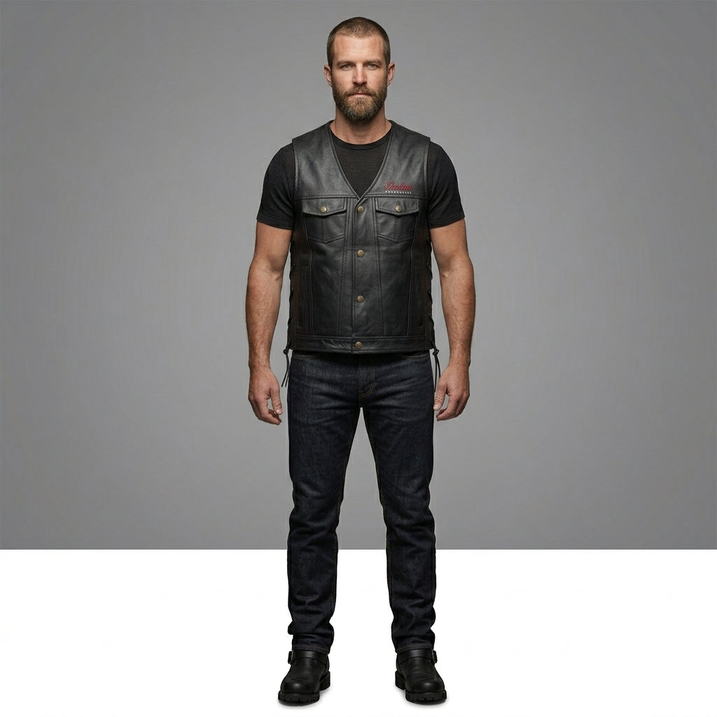 Indian Motorcycle Buffalo Leather Western Vest – Classic Rider Edition