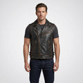 Vintage Cowhide Leather Motorcycle Vest for Men – Classic Biker Style