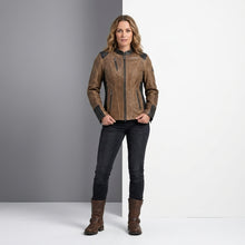 Load image into Gallery viewer, Women’s Gallun Triple Vent Leather Motorcycle Jacket – Harley Style Ride Fit
