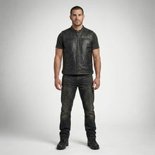 Load image into Gallery viewer, Men’s Passing Link Leather Motorcycle Vest – Classic Rider Edition
