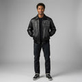 Men’s Embroidered Black Leather Jacket – Pelle Style Street Edition