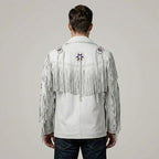 Men’s Western Fringe Cowboy Leather Jacket – Vintage Rodeo Style Coat