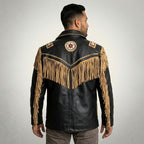 Men’s Black Cowhide Leather Vintage Jacket – Classic Biker Coat