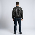 Men’s Vintage A2 Flight Leather Jacket – 80s Military Aviator Bomber Coat