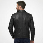 Men’s Classic Black Leather Jacket – Timeless Casual Biker Coat
