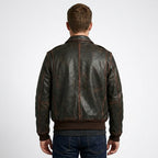 Men’s Brown A2 Aviator Military Pilot Leather Bomber Jacket – Vintage Flight Coat
