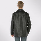 Men’s Black Lambskin Leather Overcoat Blazer Jacket