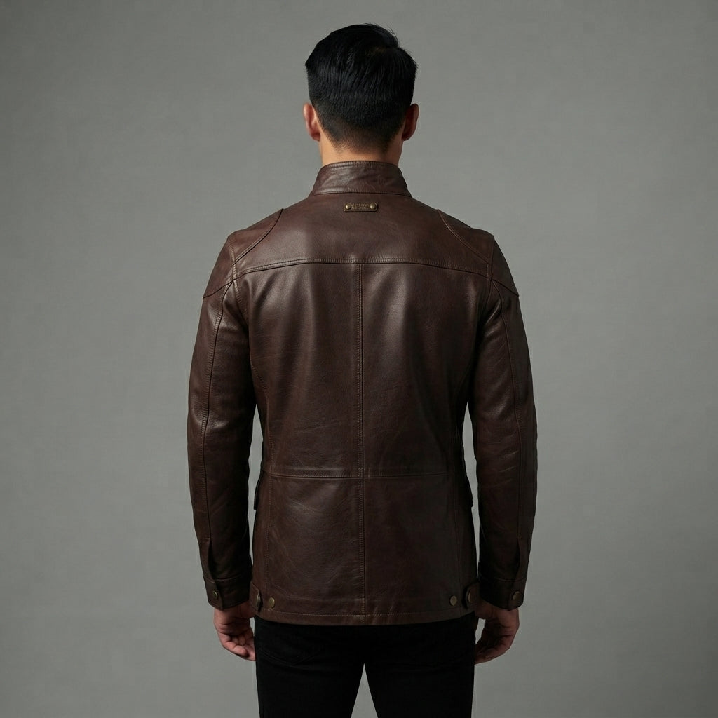 Men's Black Handmade Genuine Leather Jacket