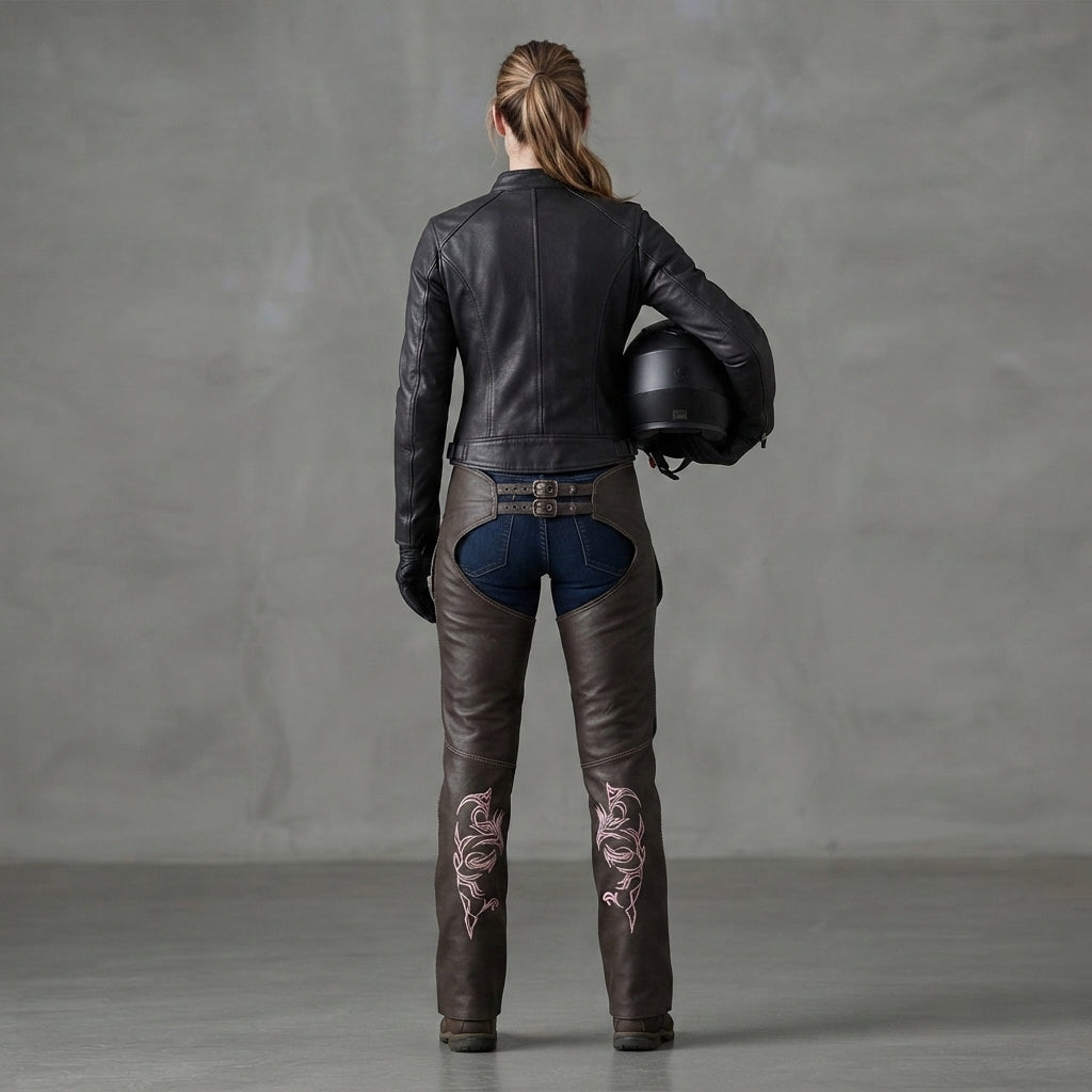 Women Black and Purple  Leather Chaps