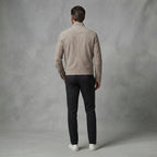 Men's Tan Suede Stand Collar Moto Jacket