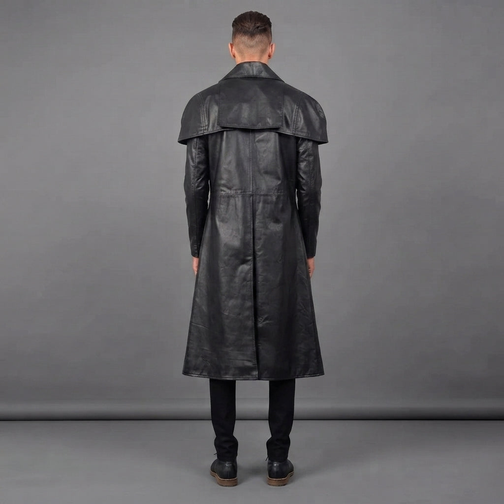 Men's Stylish Black Leather Duster Coats