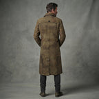 Men's Army Brown Leather Duster Coats