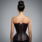 Women's Black Maroon Leather Corset