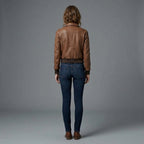 Women's Brown Leather Aviator Jacket