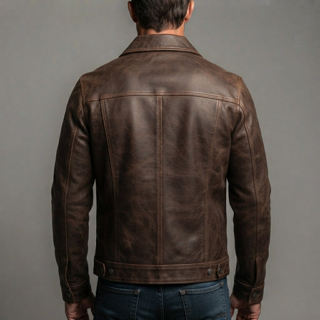 Men's Brown Leather Field Jacket
