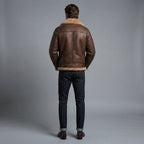 Men's Brown Leather  Jacket with fur