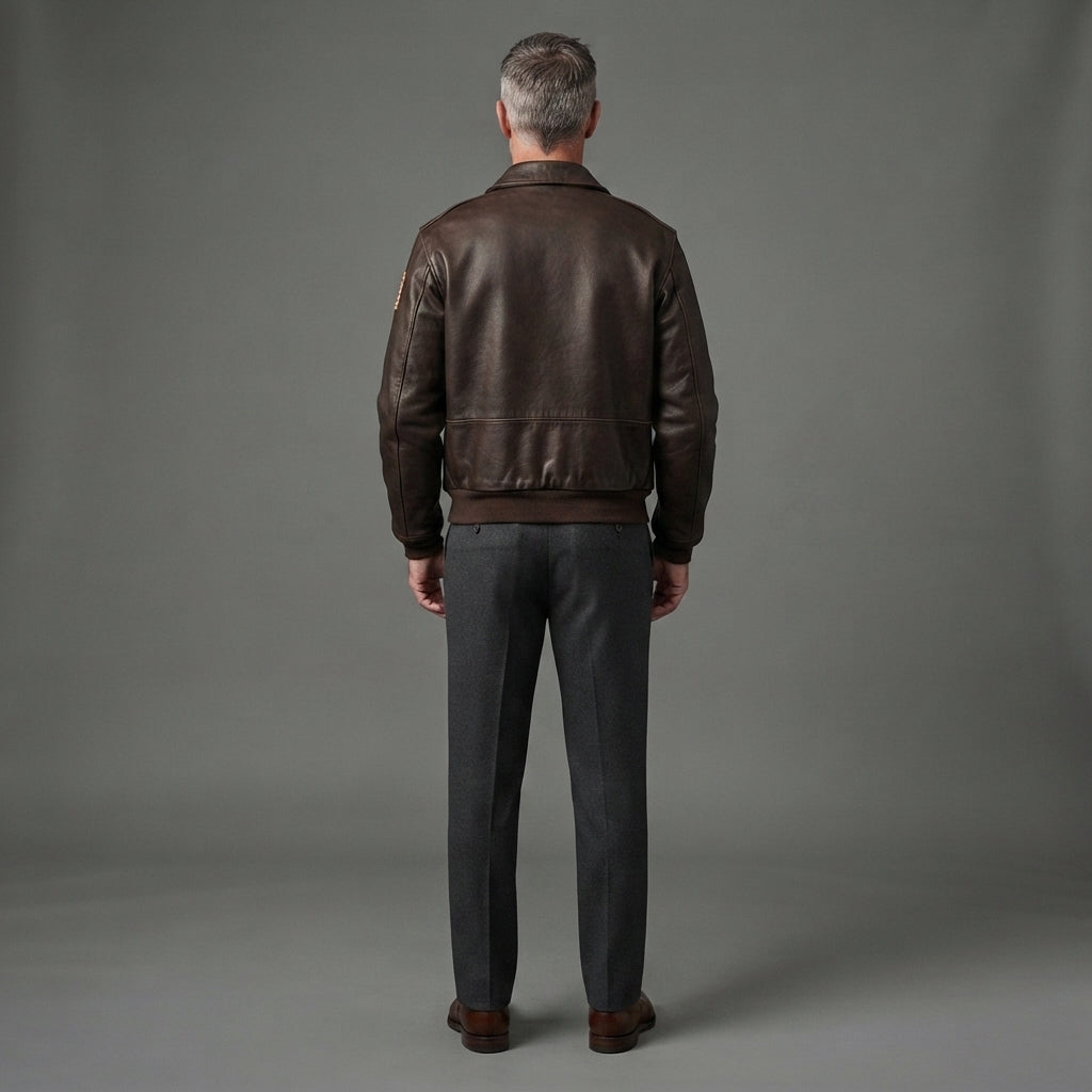 Men's Military Leather Bomber Jacket