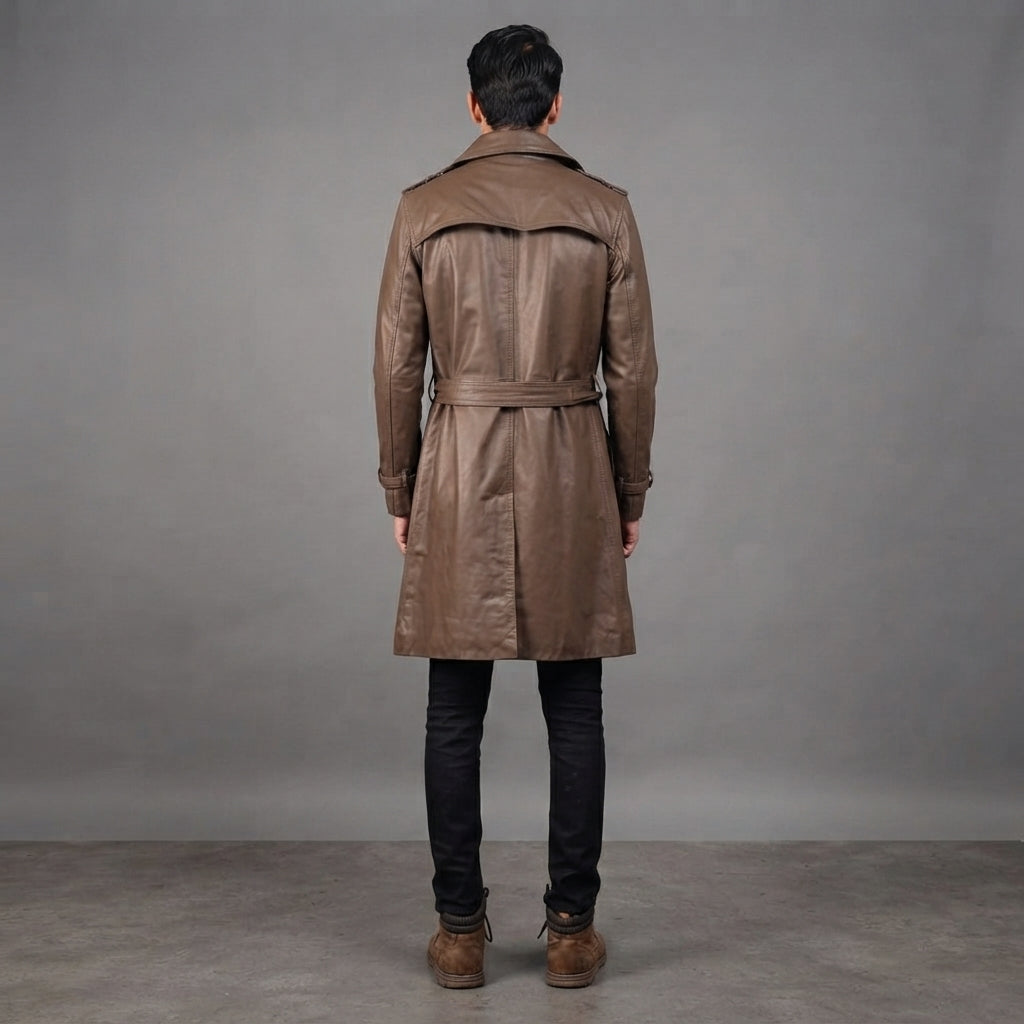 Brown Leather Duster Coat