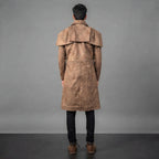 Men Brown Leather Duster Coat