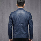 Men's Standing Collar Leather Jacket