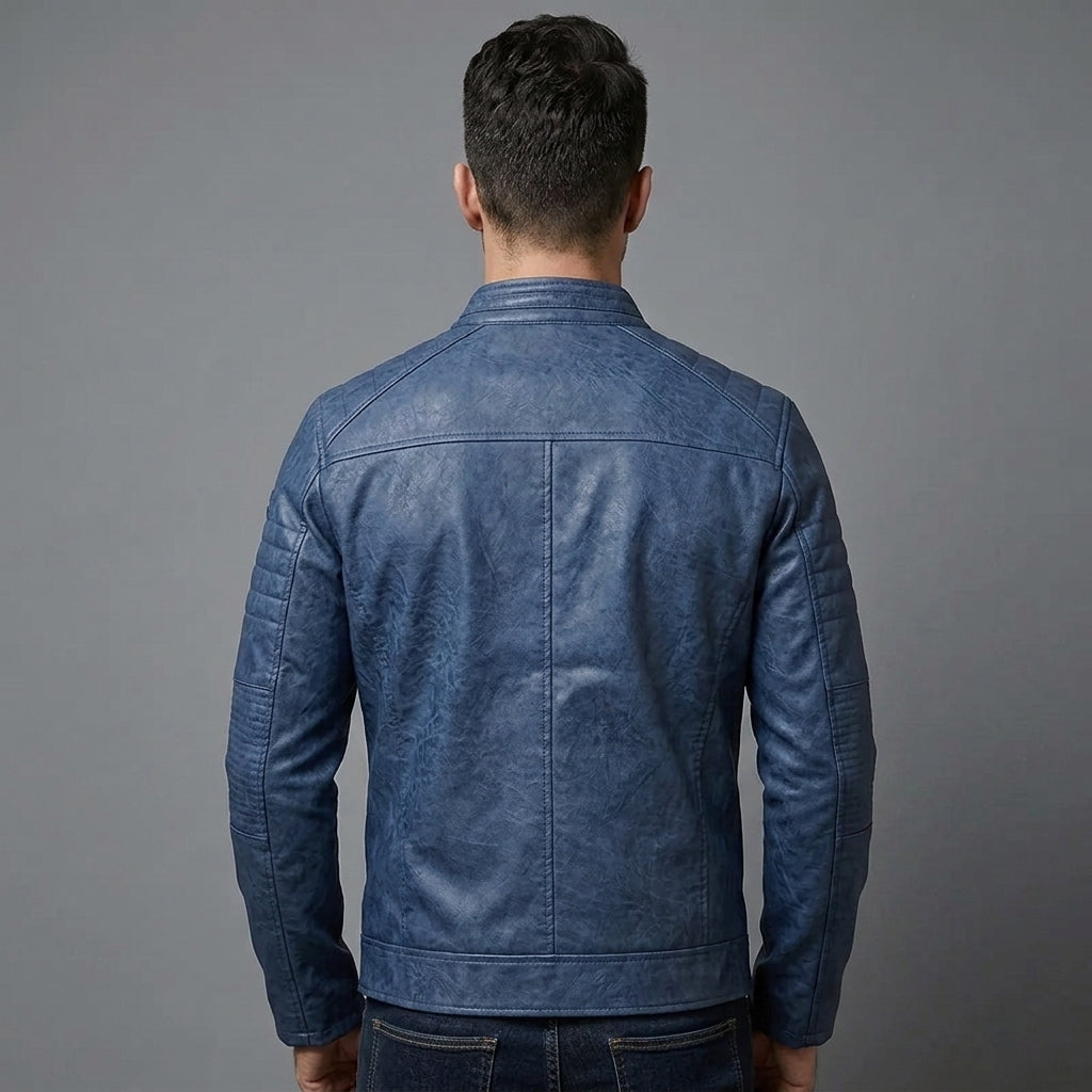 Blue Men's Cafe Racer Jacket