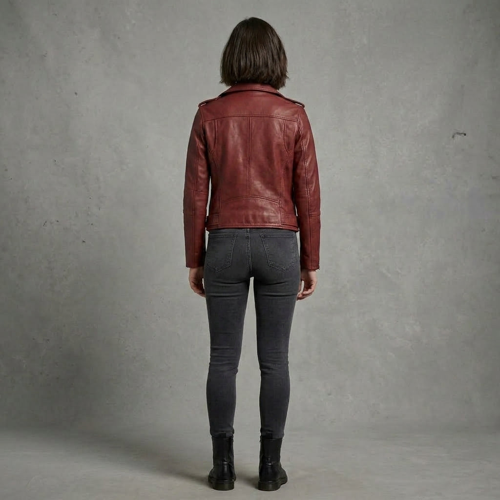 Buy Women's Red Leather  Jacket