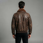 Men's Brown Leather Military Jacket