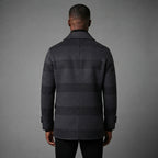 Men's Grey Black Leather Peacoat
