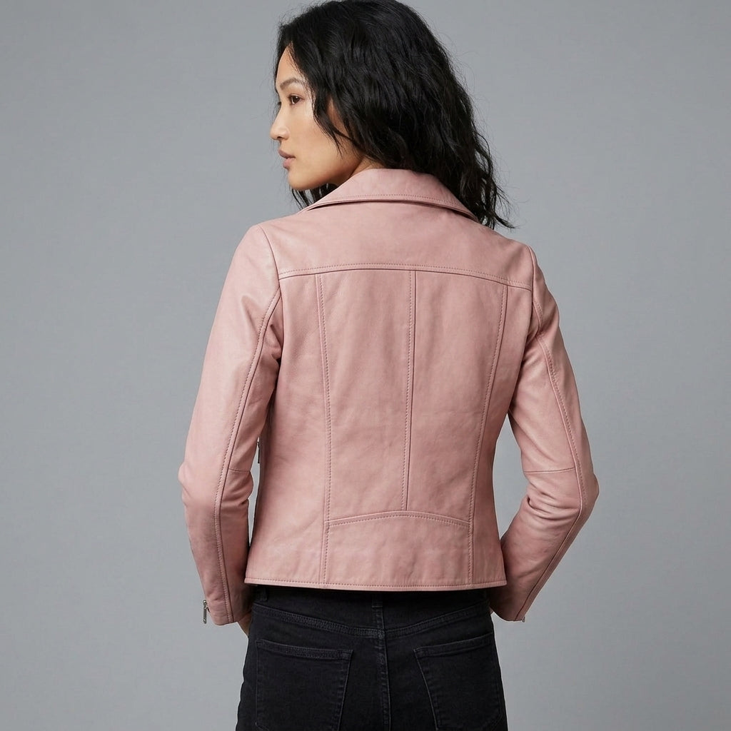 Buy Women's Pink Leather Motorcycle Jacket
