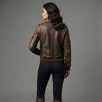 Women's  Brown distressed Leather Jacket