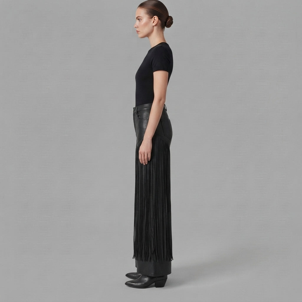 Women's Black Leather Pant