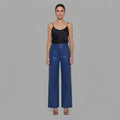 Women's Blue Leather Pant