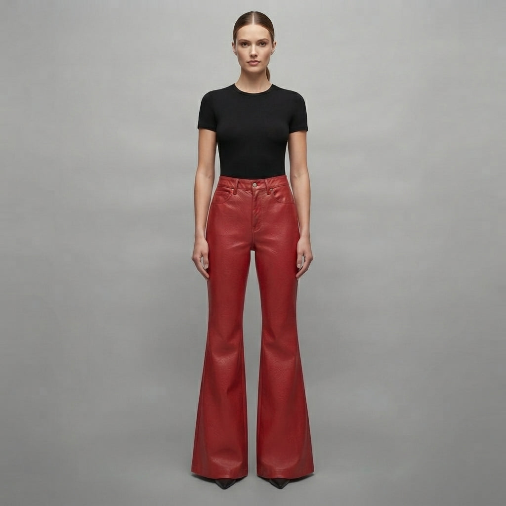 Women's Red Leather Pant