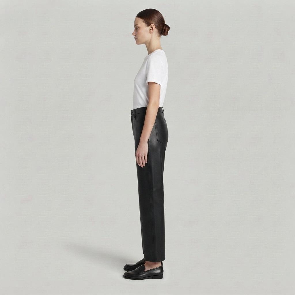 Women's Black Leather Pant
