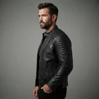 Men's Harvey Black Cafe Racer Leather Jacket