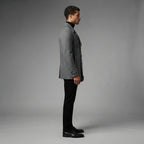 Men's Grey Leather Peacoat