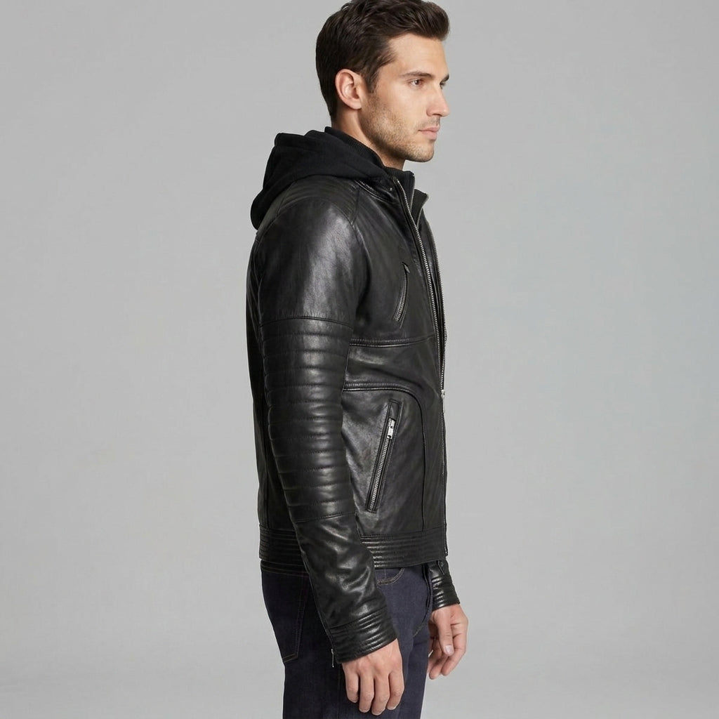 Men Slim Fit Black Leather Jacket