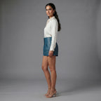 Women's  Faux Blue Leather Shorts