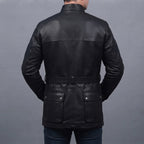 Men's Black Leather Jacket with Front Pockets