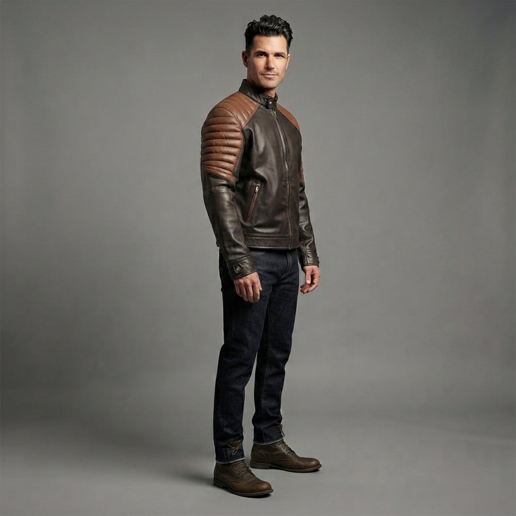 Men's Brown Cafe Racer Jacket
