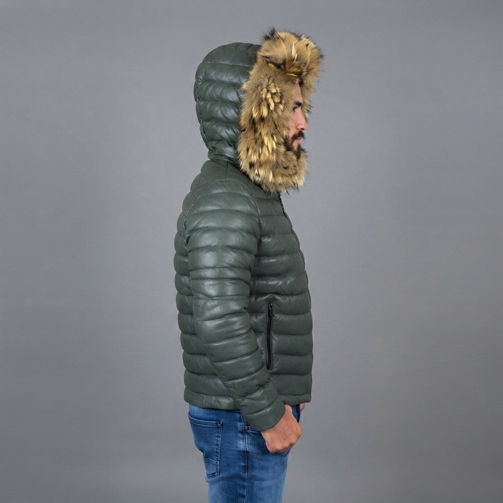 Men's Zinc & Skin Down Leather Jacket