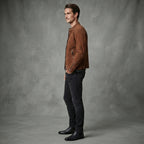 Men's Brown Suede Cafe Racer Jacket