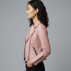 Buy Women's Pink Leather Motorcycle Jacket