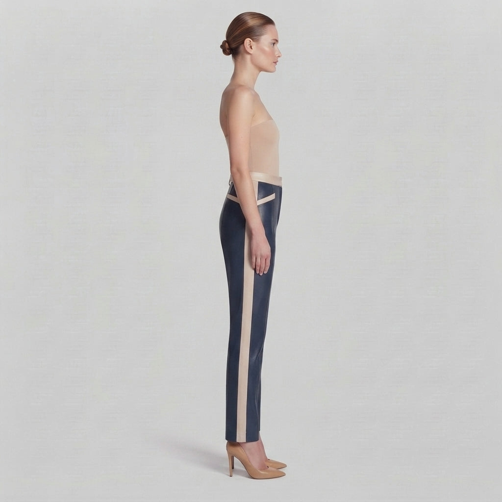 Women's Blue Leather Pant